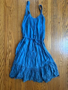 Velvet by Graham and Spencer Blue Tie-Waist Dress